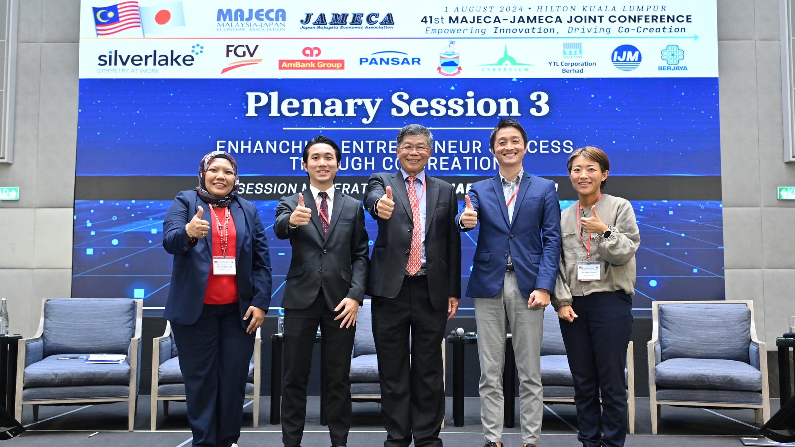 Plenary Session 3 panel at the 41st MAJECA-JAMECA Joint Conference: Shafinaz Salim, Aiemaan Mohd Noor, Goh Peng Ooi, Masaaki Hamada, and Fumiko Inada