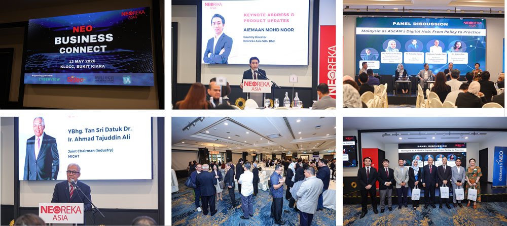 NEO BUSINESS CONNECT 2026 — event signage, keynote, panel discussion, and networking
